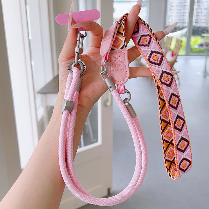 Embroidered Adjustable Crossbody & Wrist Phone Strap with Tabs – 2-IN-1 Wristlet & Hand Lanyard