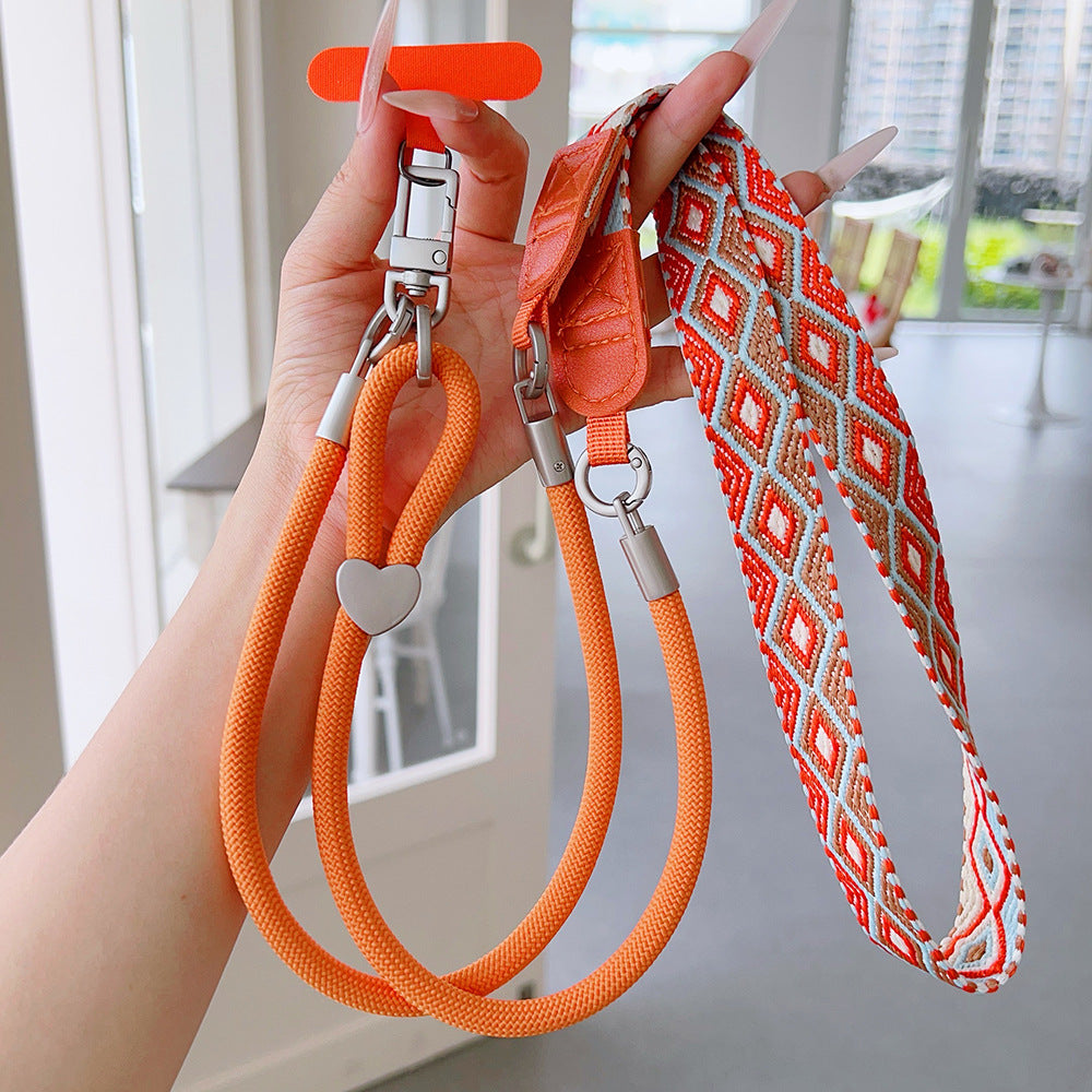 Embroidered Adjustable Crossbody & Wrist Phone Strap with Tabs – 2-IN-1 Wristlet & Hand Lanyard