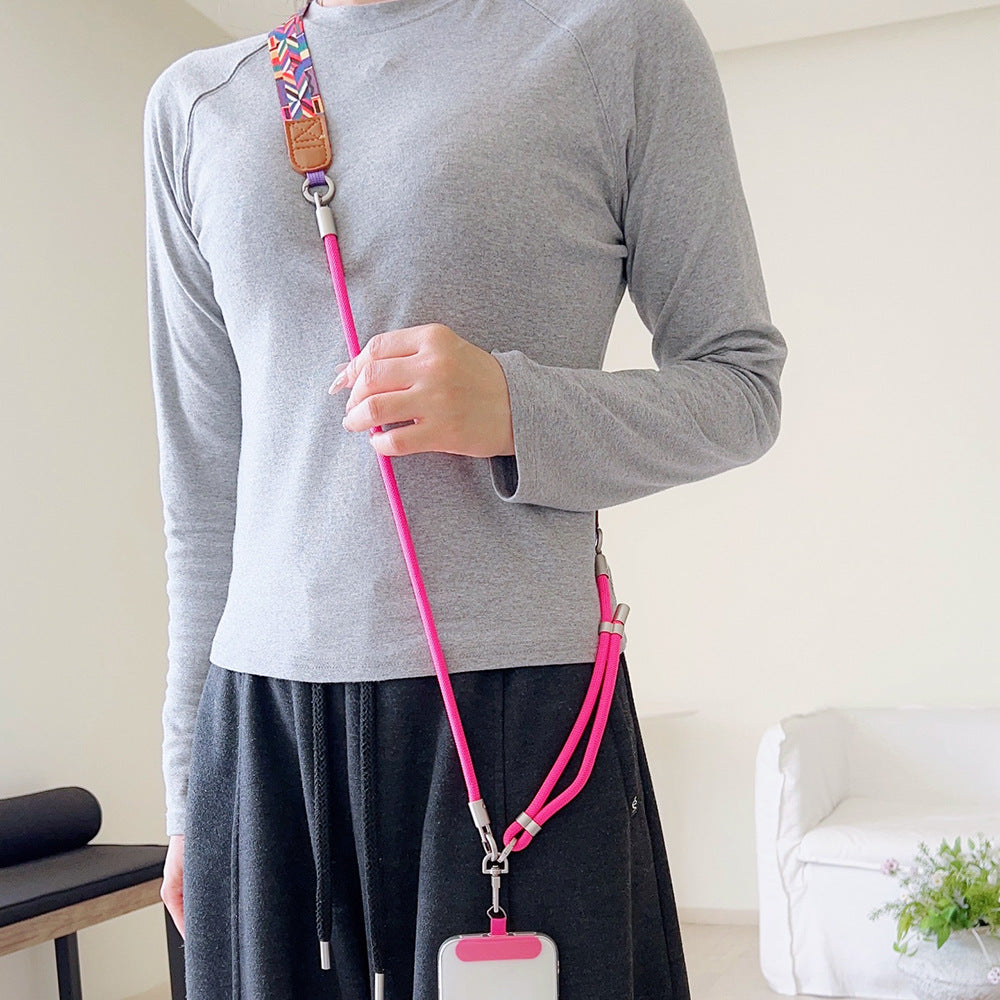 Trendy Patterns Woven Tape Crossbody Phone Strap with Tabs – Adjustable Wristlet & Hand Lanyard