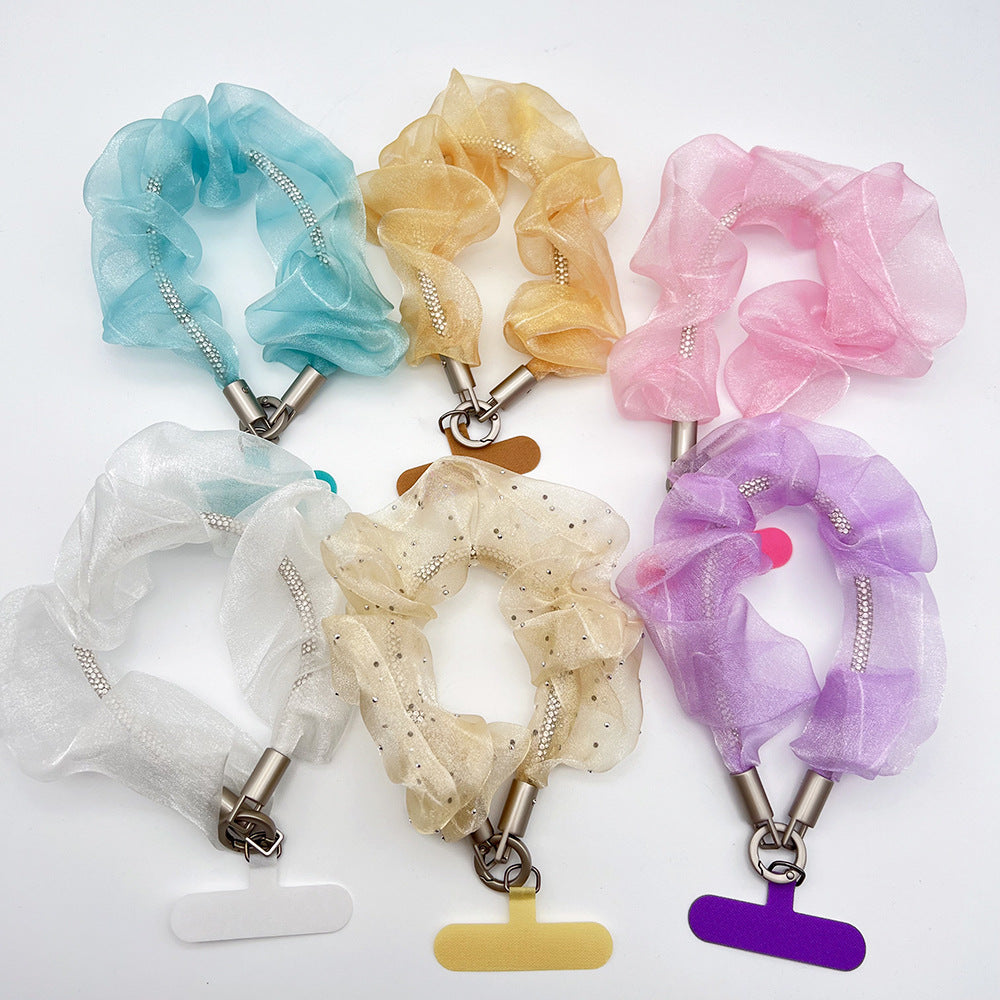 Brilliant Organza Wrist Phone Strap with Tether Tabs – Colon-shaped Wristlet & Hand Lanyard