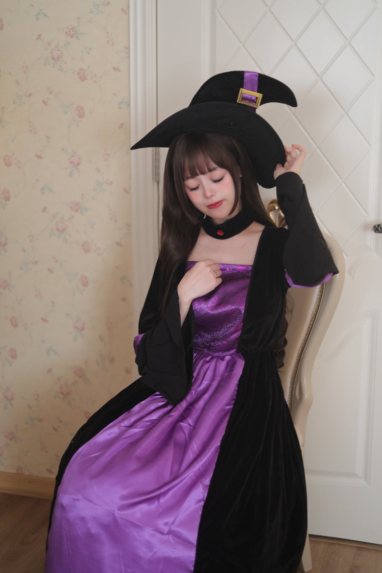 Women's Retro Witch Costume Long Dress Halloween Masquerade Cosplay Costumes