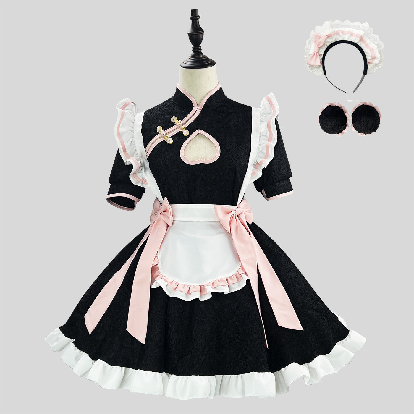 Heart-shaped Cutout Chinese Qipao Maid Outfit Lolita Dress
