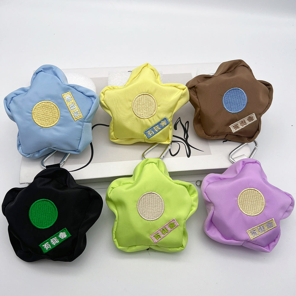 Star Mini Coin Purse Headphone Bag with Carabiner – Embroidered Mini Bag Phone Accessory