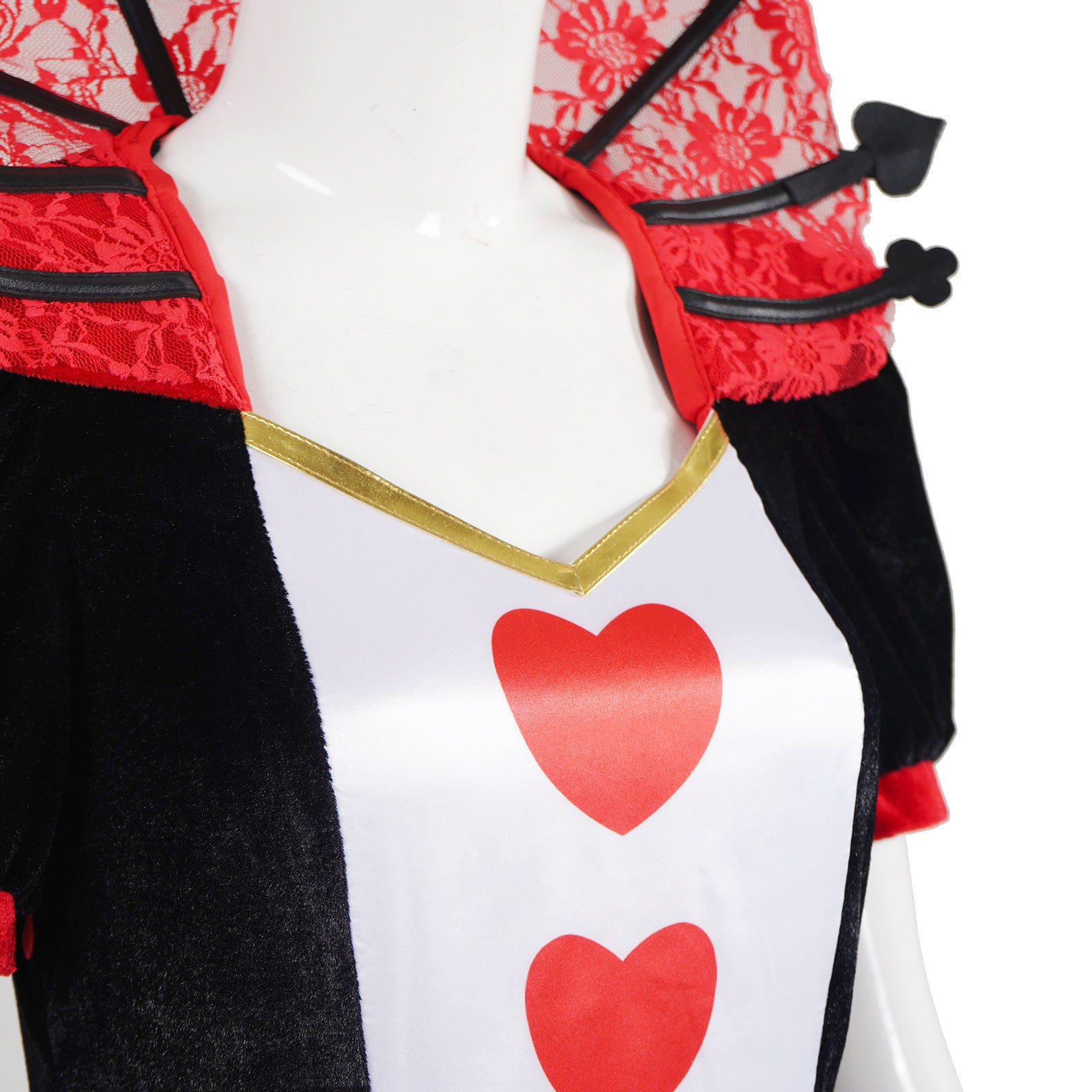 Deluxe Women's Queen of Hearts Costume - Alice Cosplay Royal Dress for Halloween