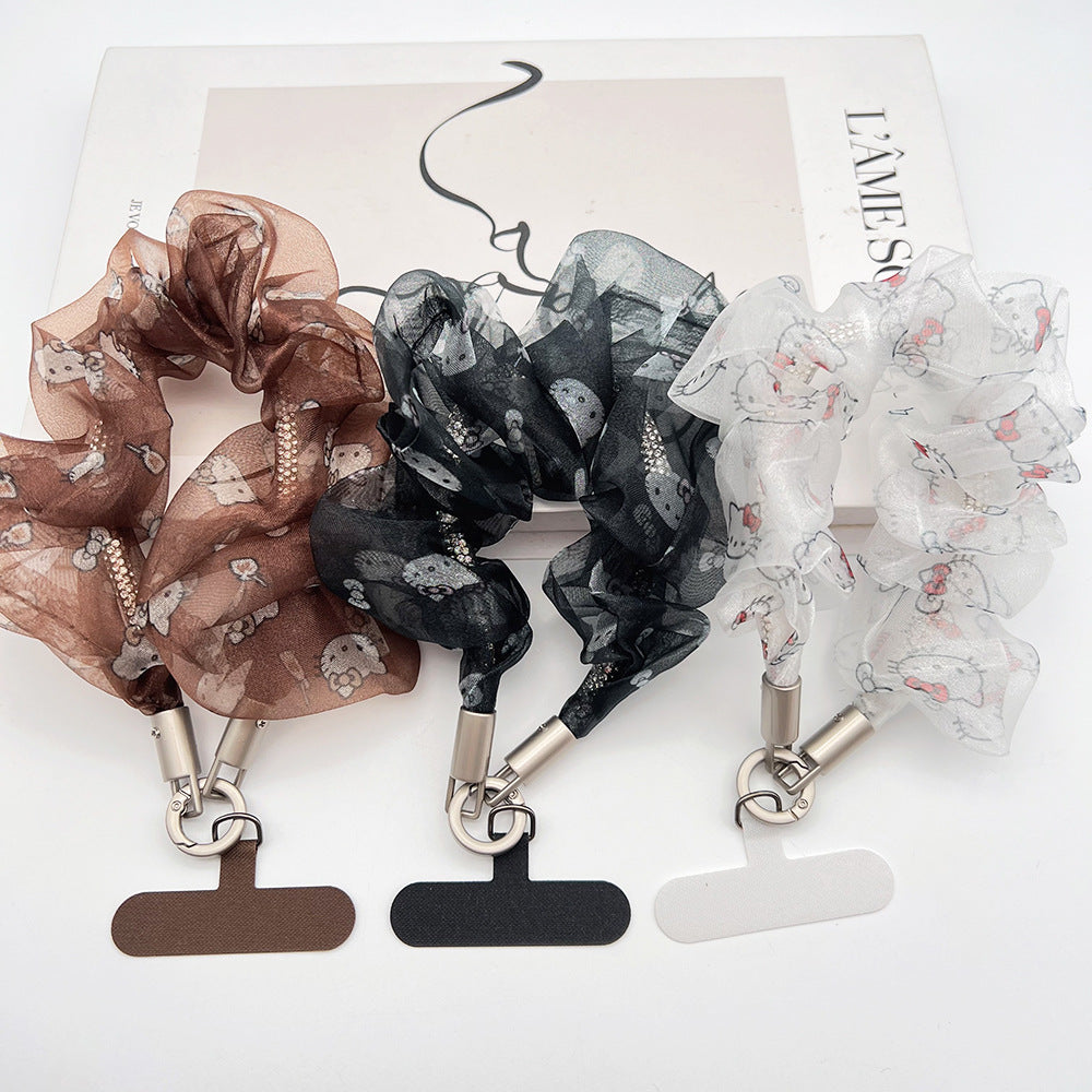 Organza Tulle Wrist Phone Strap with Tether Tabs – Colon-shaped Wristlet & Hand Lanyard