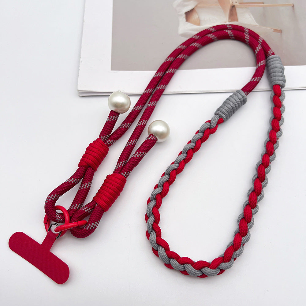 Twisted Adjustable Crossbody Phone Strap with Tether Tabs – Hand Woven Long Wristlet & Hand Lanyard