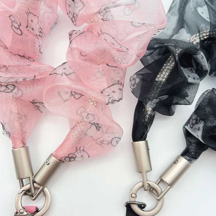 Organza Tulle Wrist Phone Strap with Tether Tabs – Colon-shaped Wristlet & Hand Lanyard