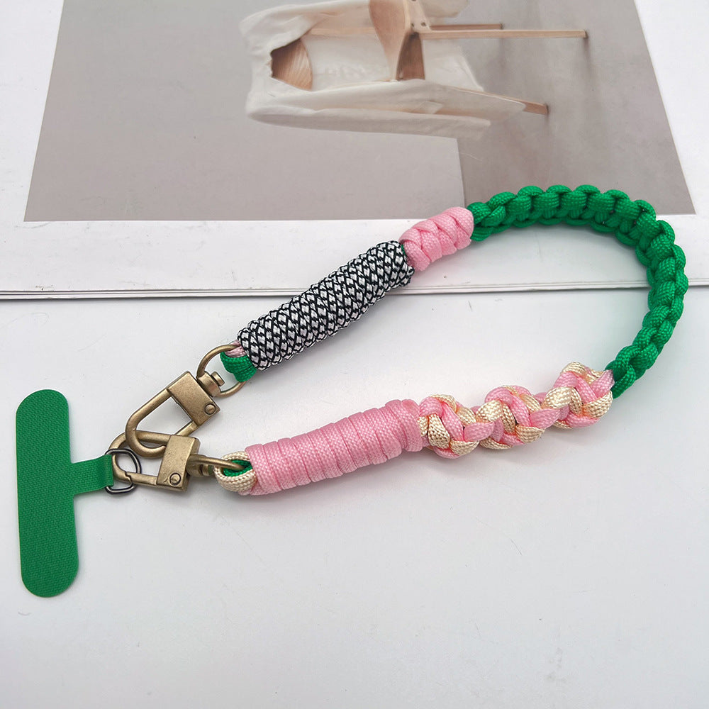Multicolor Twisted Wrist Phone Strap with Tether Tabs – Hand Woven Wrapped Wristlet & Hand Lanyard