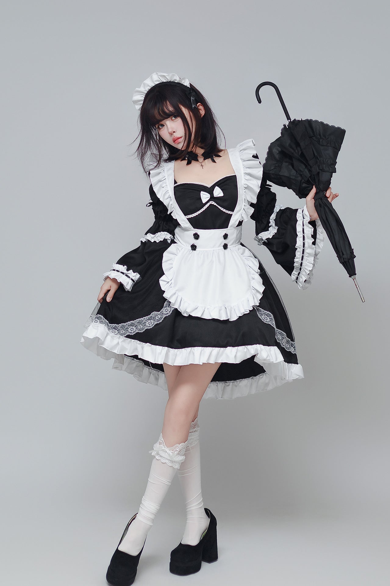Otaku Dance Streamer Plus Size Maid Outfit Lolita Dress Costume