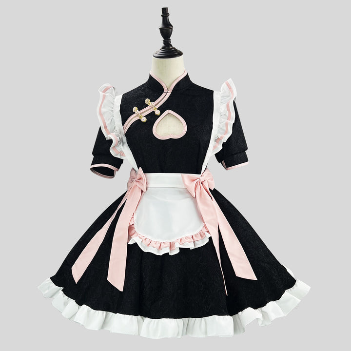 Heart-shaped Cutout Chinese Qipao Maid Outfit Lolita Dress