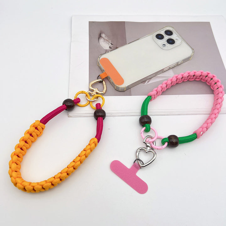 Contrast Color Wrapped Wrist Phone Strap with Tether Tabs – Hand Woven Wristlet & Hand Lanyard