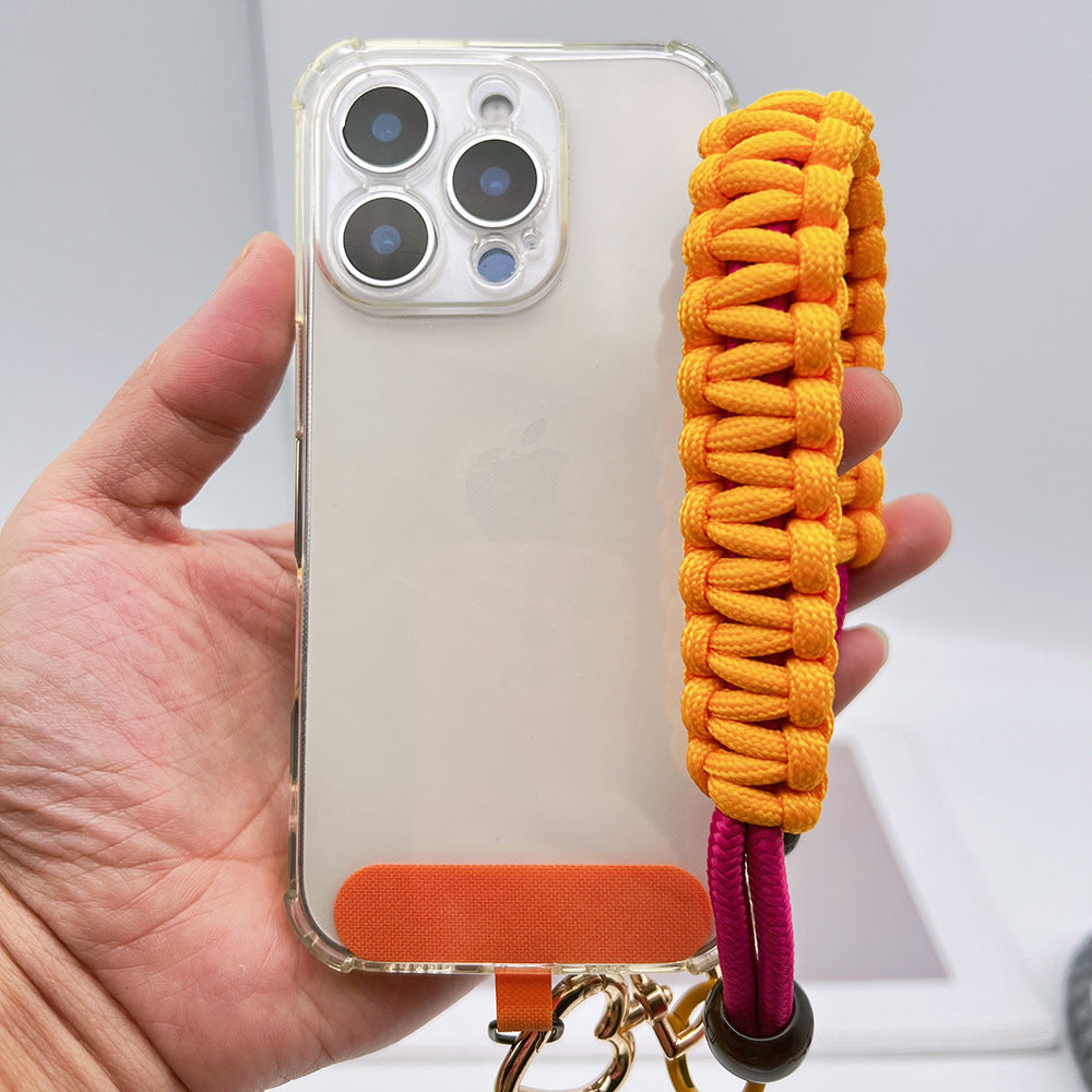 Contrast Color Wrapped Wrist Phone Strap with Tether Tabs – Hand Woven Wristlet & Hand Lanyard