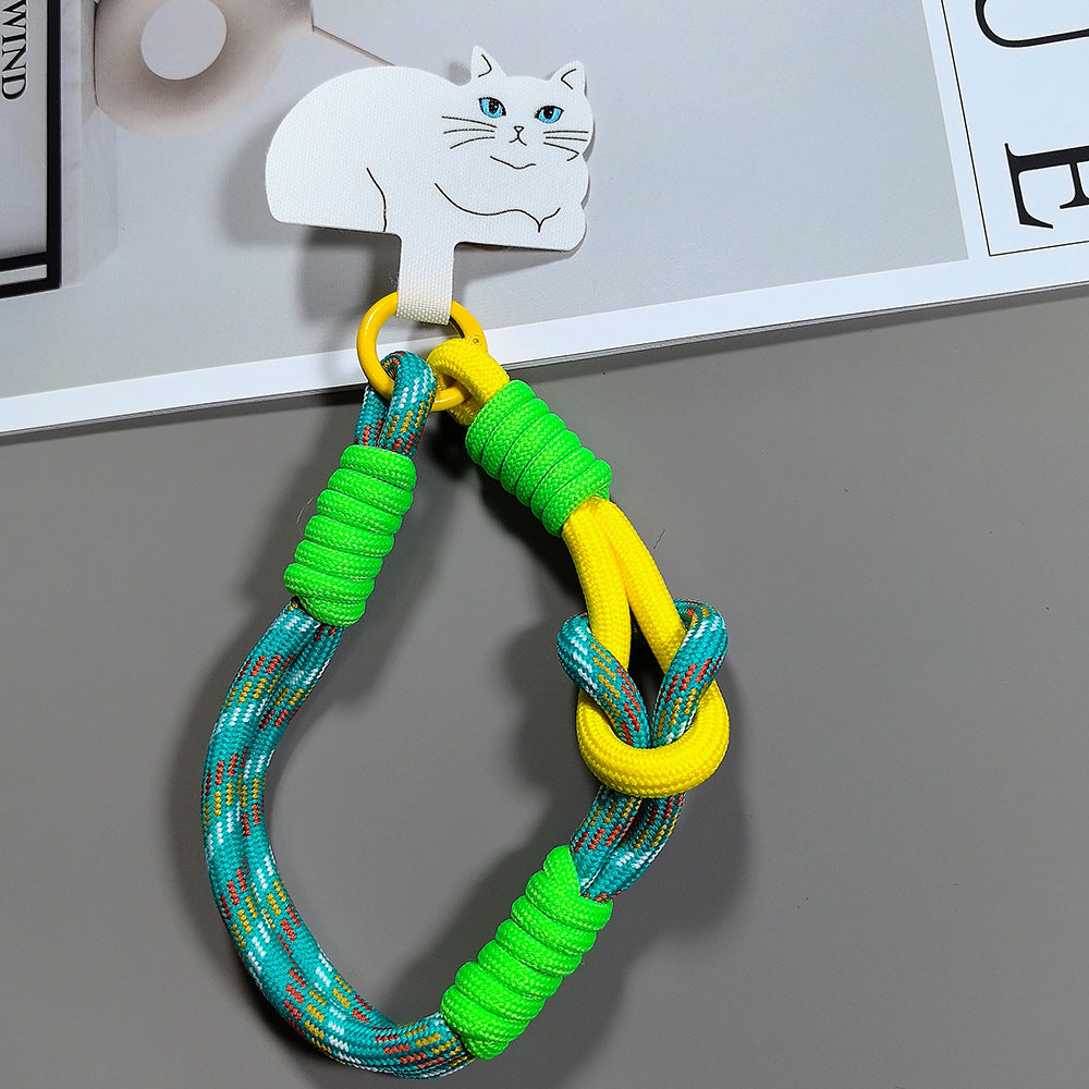 Multicolor Wrist Phone Strap with Cat Tether Tabs – Hand Woven Wrapped Wristlet & Hand Lanyard
