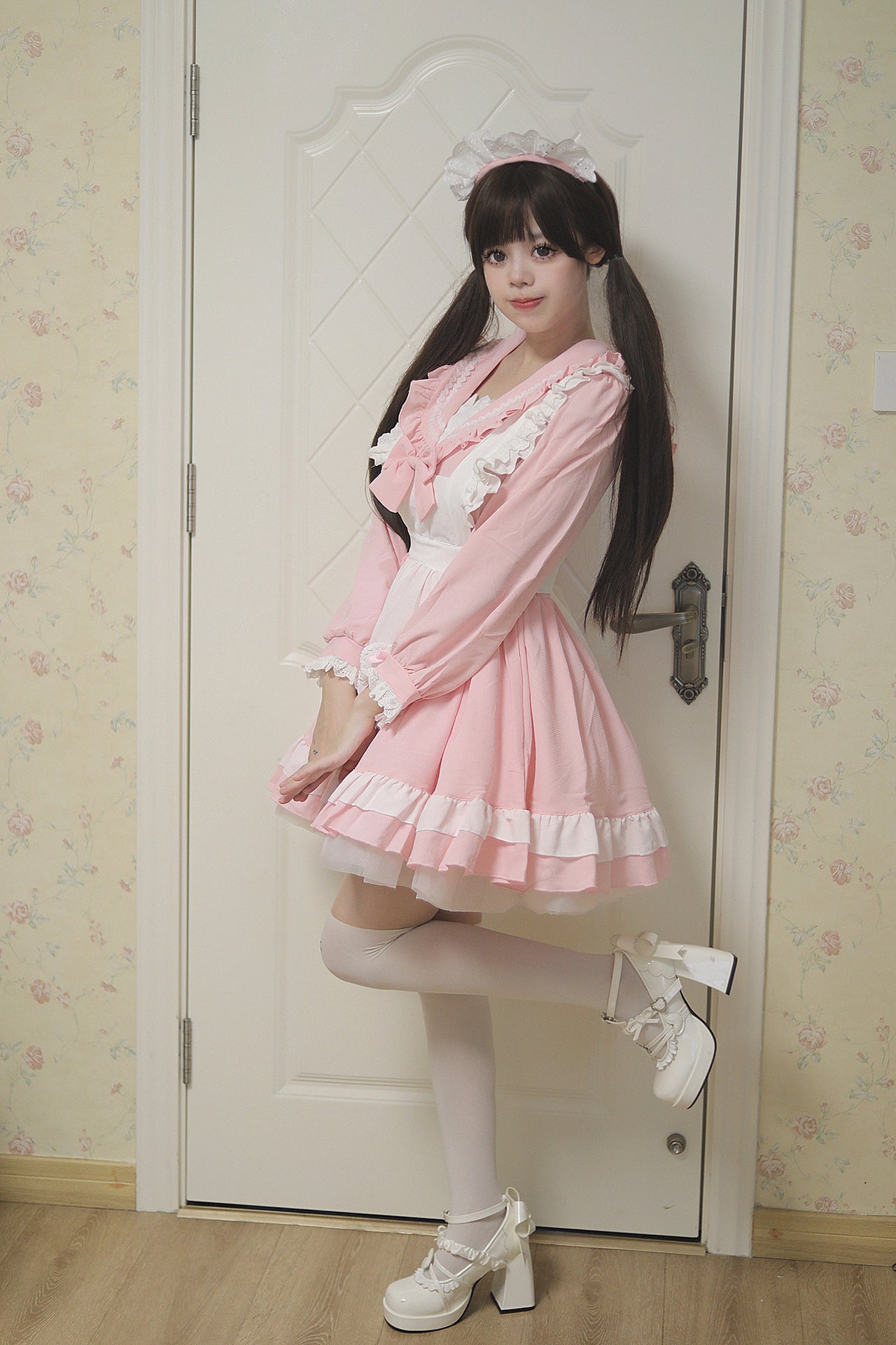 Sweet Japanese Preppy Sailor Collar Maid Outfit Lolita Dress