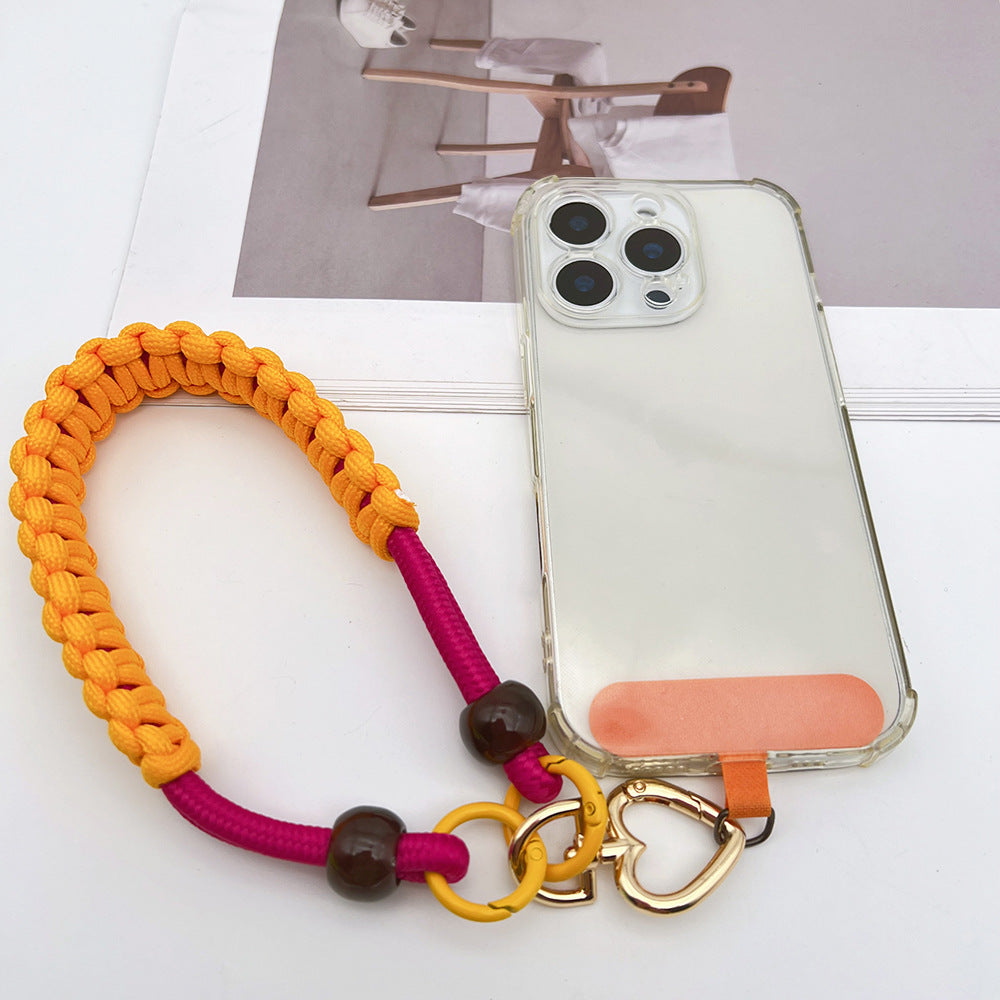 Contrast Color Wrapped Wrist Phone Strap with Tether Tabs – Hand Woven Wristlet & Hand Lanyard