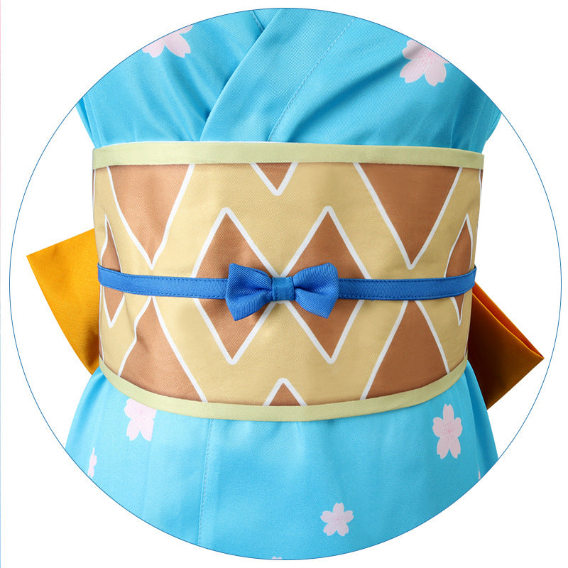 Anime Navigation Nami Kimono Blue Pajamas Fullset One Piece Cosplay Costumes