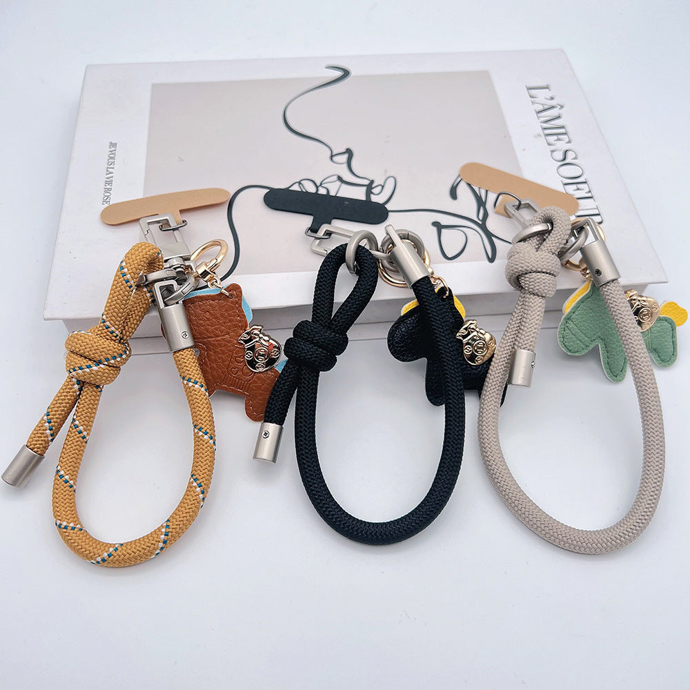 Adjustable Knotted Wrist Phone Strap with Tether Tabs – Leather Horse Wristlet & Hand Lanyard