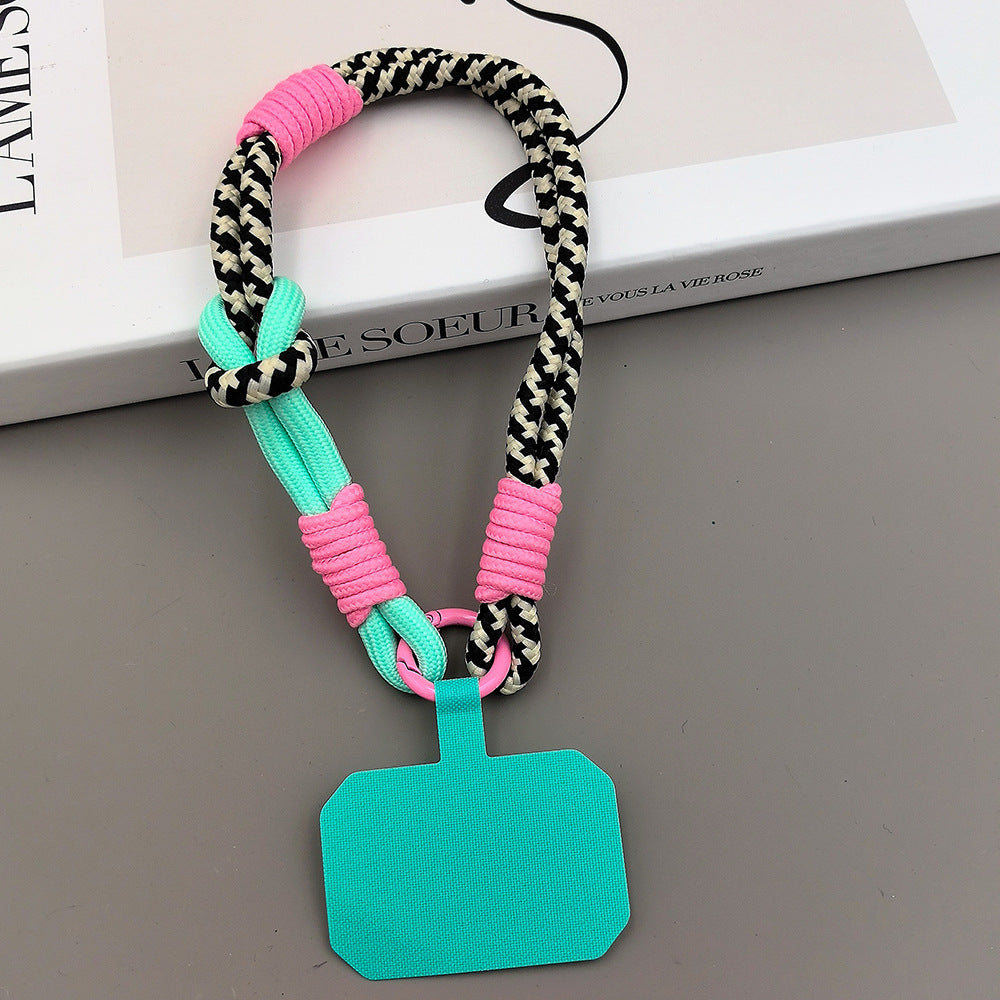 Color-Blocked Adjustable Wrist Phone Strap with Tether Tabs – Hand Woven Wristlet & Hand Lanyard