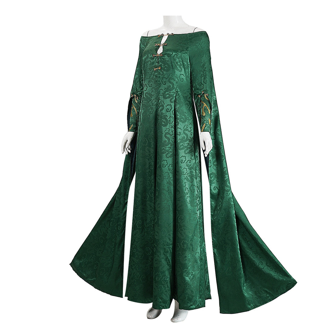 House of The Dragon: Alicent Hightower Green Jacquard Dress Cosplay Costumes