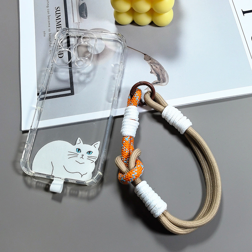 Multicolor Wrist Phone Strap with Cat Tether Tabs – Hand Woven Wrapped Wristlet & Hand Lanyard