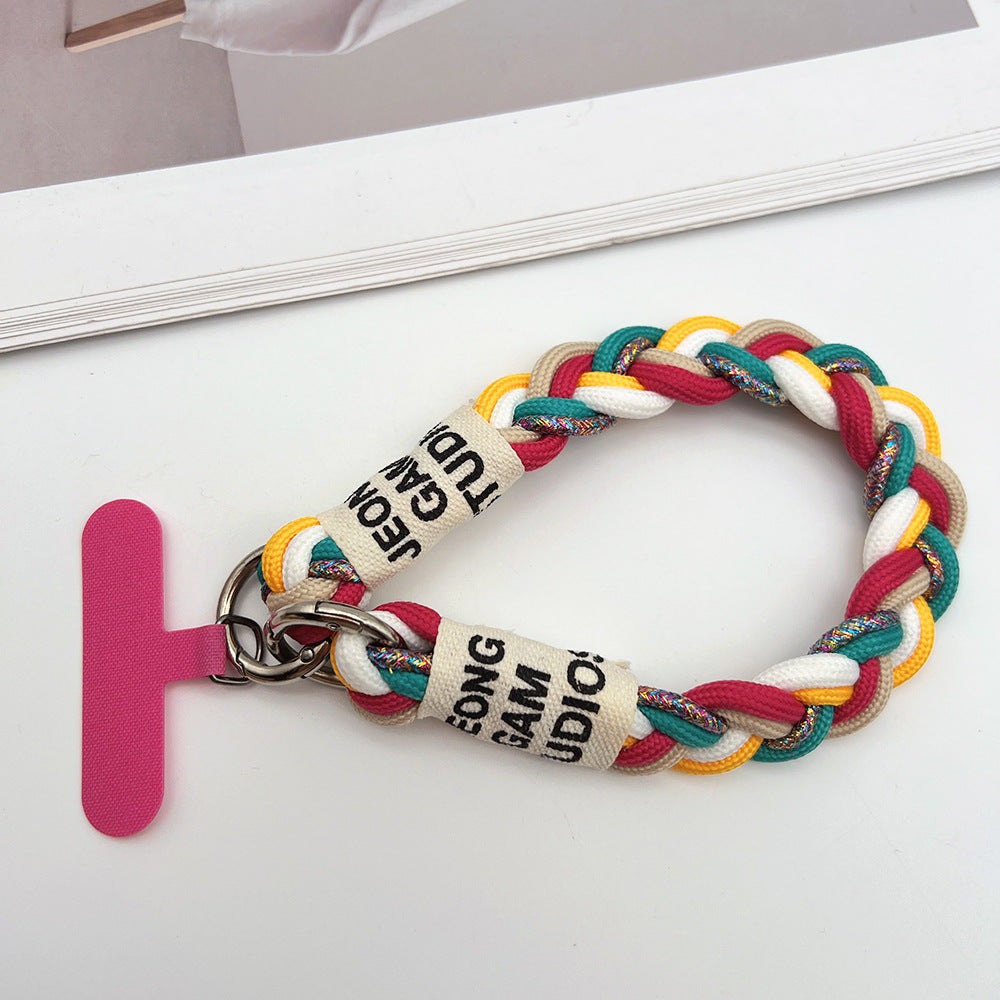 Clashing Colors Braided Wrist Phone Strap with Tether Tabs – Hand Woven Wristlet & Hand Lanyard