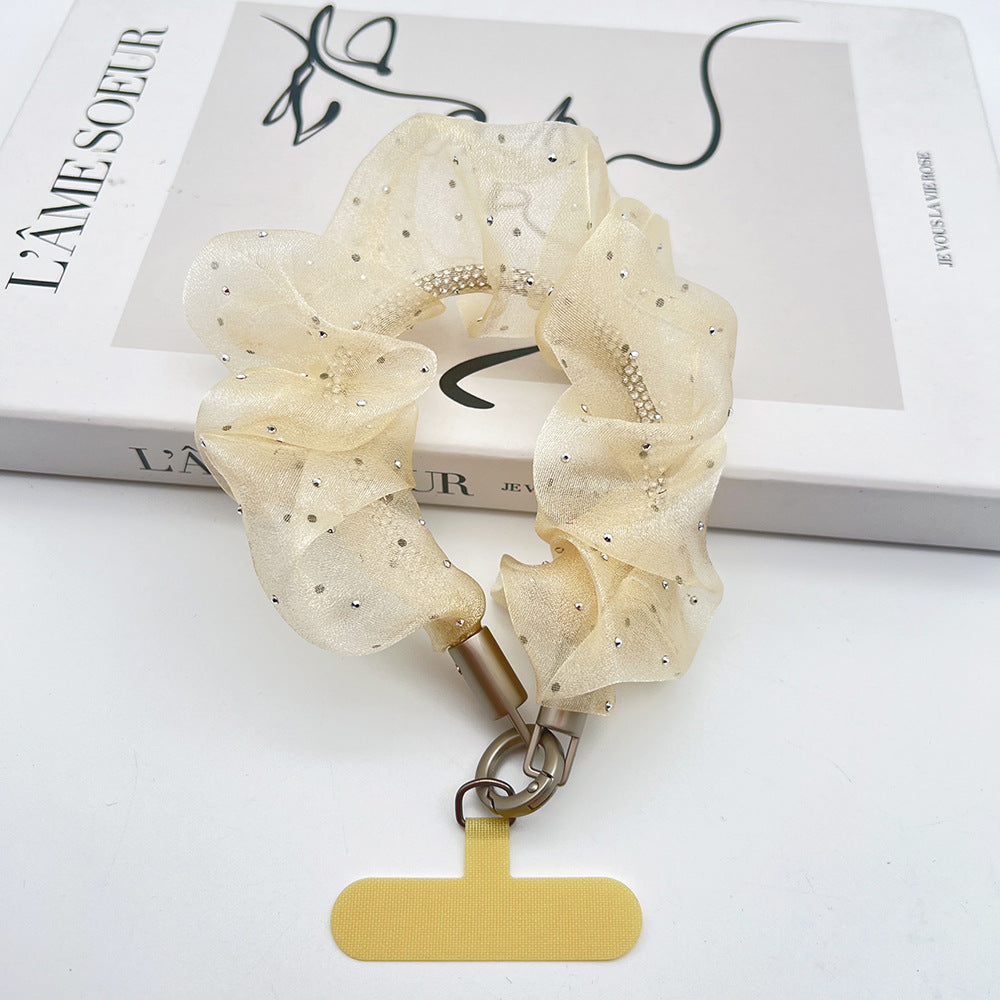 Brilliant Organza Wrist Phone Strap with Tether Tabs – Colon-shaped Wristlet & Hand Lanyard