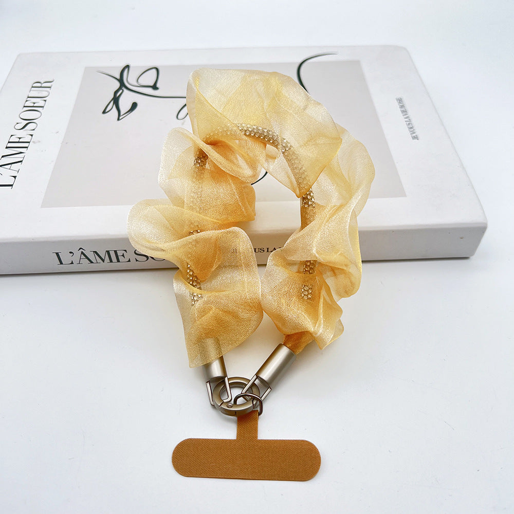 Brilliant Organza Wrist Phone Strap with Tether Tabs – Colon-shaped Wristlet & Hand Lanyard