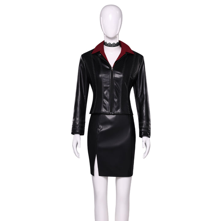Resident Evil Ada Wong Black Leather Suit Cosplay Costumes Halloween Themed Carnival Outfit