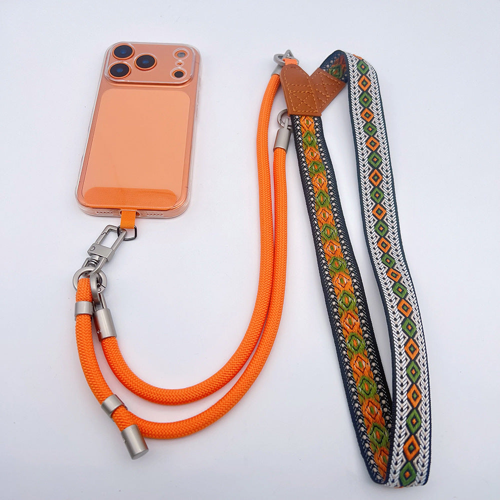 Trendy Patterns Woven Tape Crossbody Phone Strap with Tabs – Adjustable Wristlet & Hand Lanyard