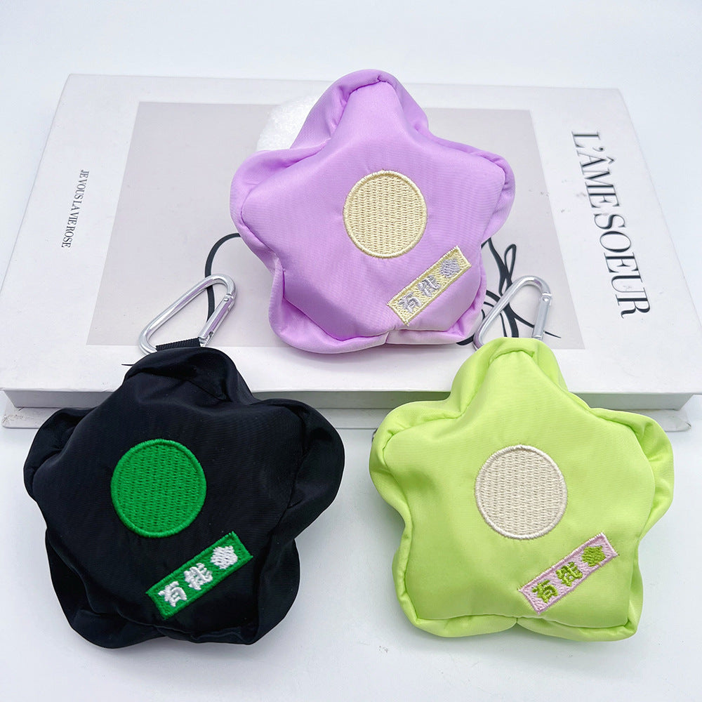 Star Mini Coin Purse Headphone Bag with Carabiner – Embroidered Mini Bag Phone Accessory