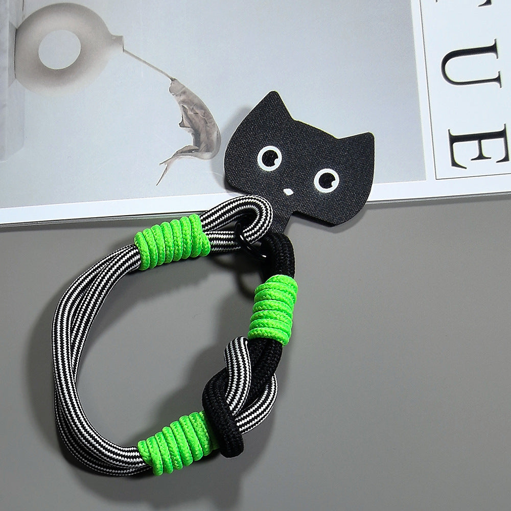 Multicolor Wrist Phone Strap with Cat Tether Tabs – Hand Woven Wrapped Wristlet & Hand Lanyard