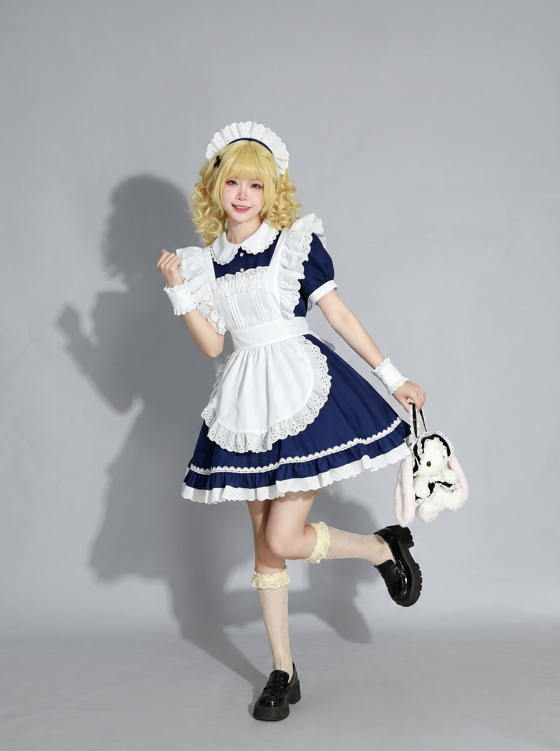 Navy Blue Classic Maid Outfit Cosplay Cafe Maid Lolita Dress