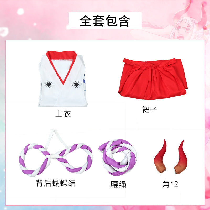 Anime Navigation Yamato Red White Kimono Fullset One Piece Cosplay Costumes