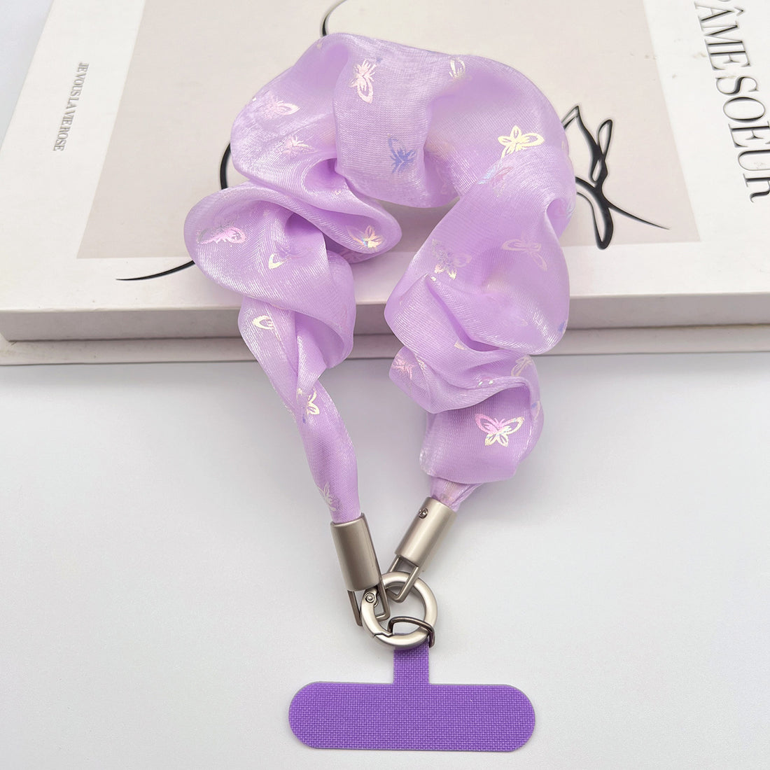 Butterfly Wrinkle Tulle Wrist Phone Strap with Tether Tabs – Colon-shaped Wristlet & Hand Lanyard