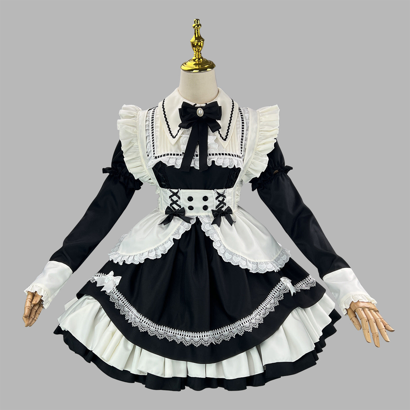Detachable Sleeves Lolita Maid Dress Cosplay & Livestream Outfit