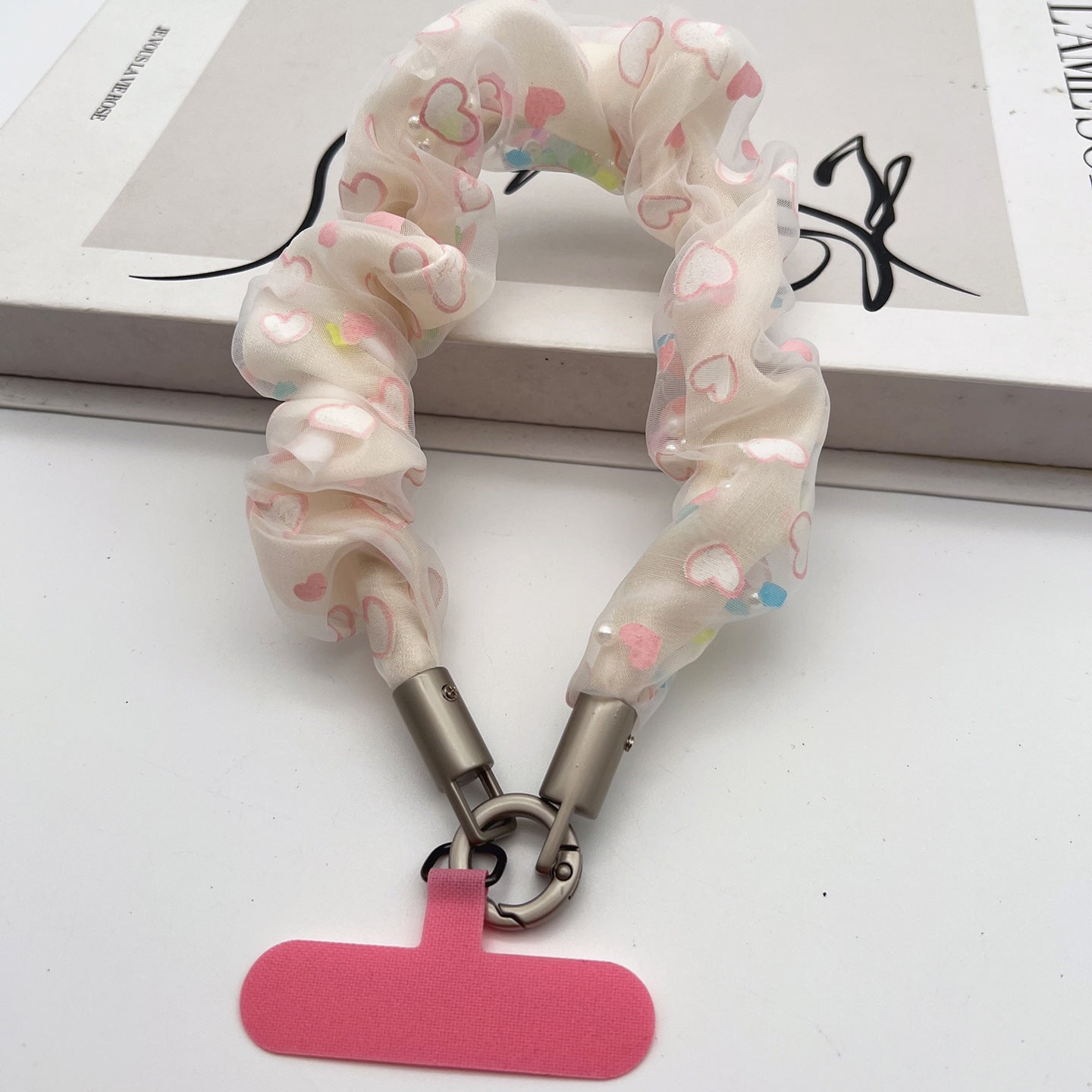 Floral Tulle Wrist Phone Strap with Tether Tabs – Colon-shaped Wristlet & Hand Lanyard