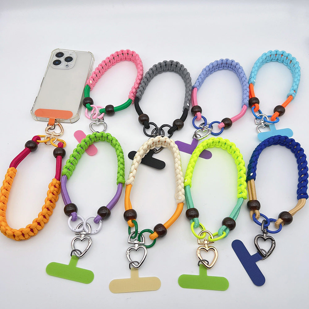 Contrast Color Wrapped Wrist Phone Strap with Tether Tabs – Hand Woven Wristlet & Hand Lanyard