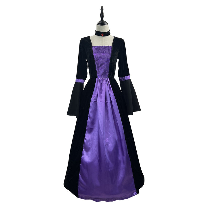 Women's Retro Witch Costume Long Dress Halloween Masquerade Cosplay Costumes