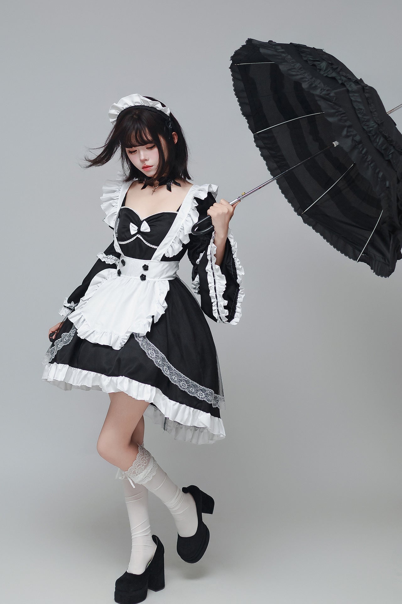 Otaku Dance Streamer Plus Size Maid Outfit Lolita Dress Costume