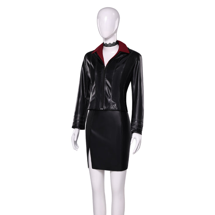 Resident Evil Ada Wong Black Leather Suit Cosplay Costumes Halloween Themed Carnival Outfit