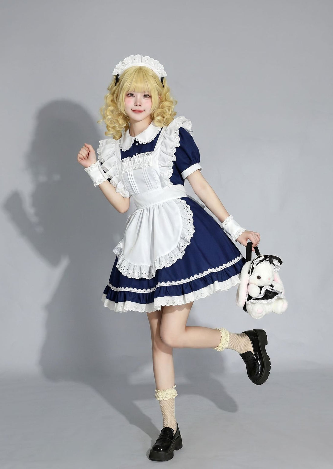 Navy Blue Classic Maid Outfit Cosplay Cafe Maid Lolita Dress