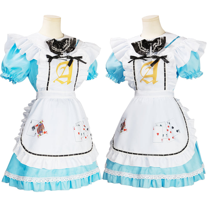 Alice Style Blue Cosplay Costume - Poker Queen Maid Dress Lolita Tea Party Outfit