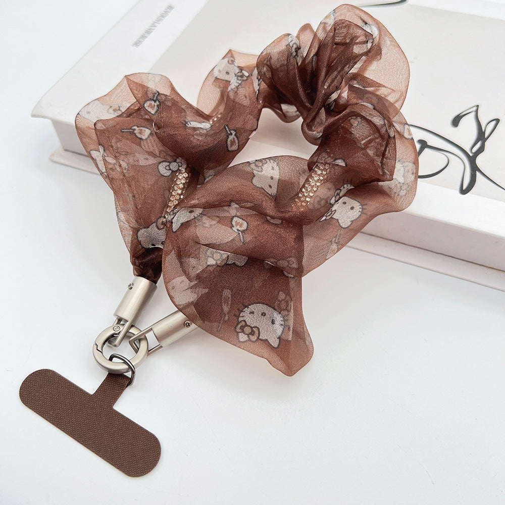 Organza Tulle Wrist Phone Strap with Tether Tabs – Colon-shaped Wristlet & Hand Lanyard