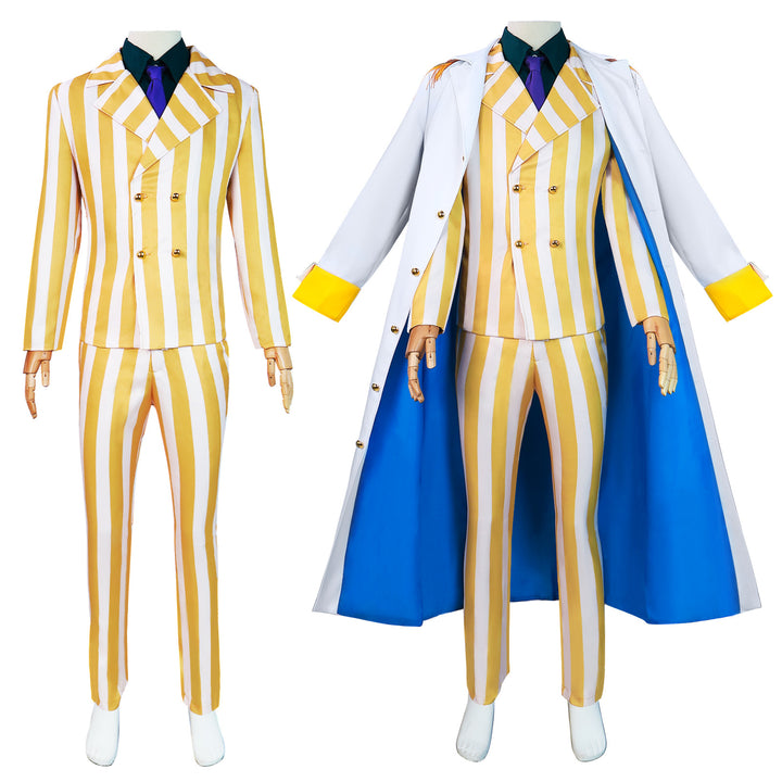 Navigation Admiral Kizaru Borsalino Cosplay Costume - One Piece Marine Justice Cape & Uniform