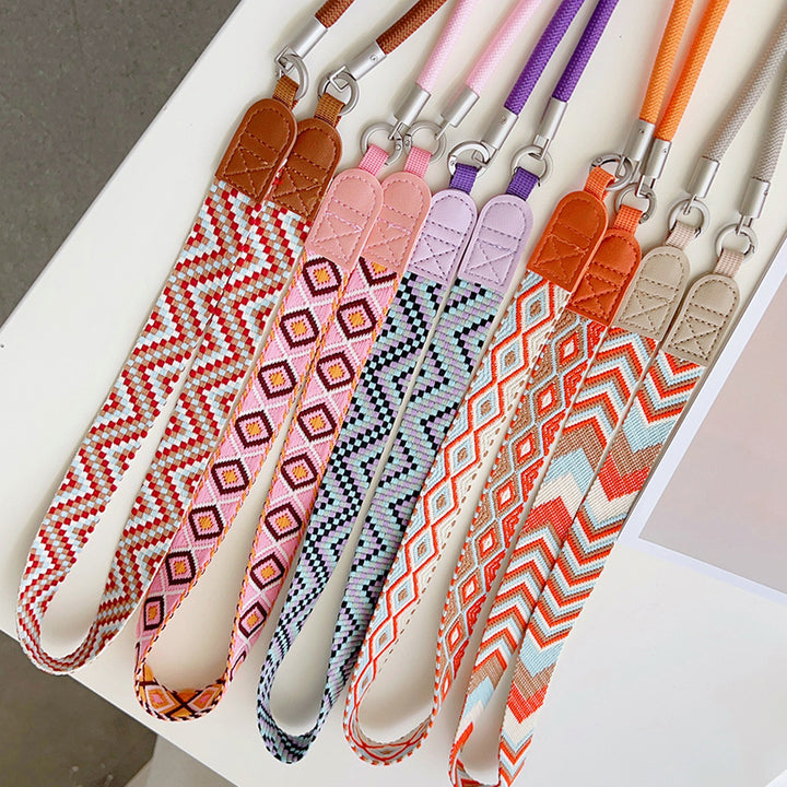 Embroidered Adjustable Crossbody & Wrist Phone Strap with Tabs – 2-IN-1 Wristlet & Hand Lanyard