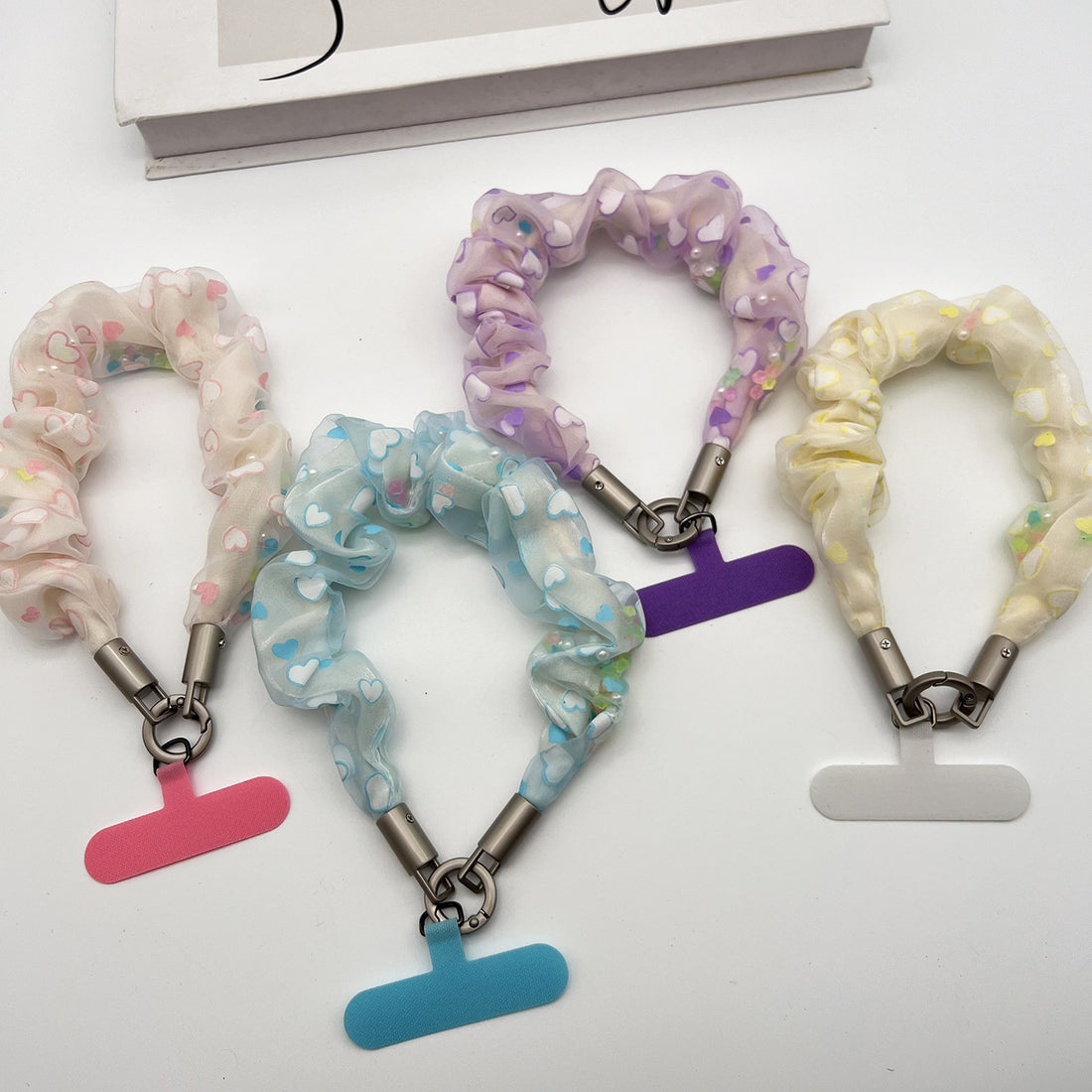 Floral Tulle Wrist Phone Strap with Tether Tabs – Colon-shaped Wristlet & Hand Lanyard