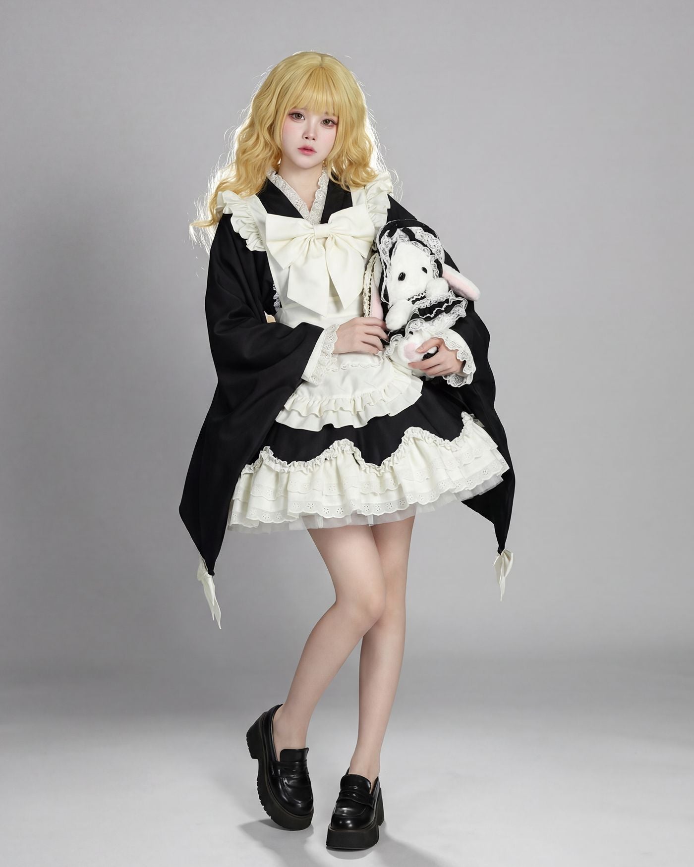Kimono Lolita Wide Sleeve Maid Outfit Streamer Cosplay Dress