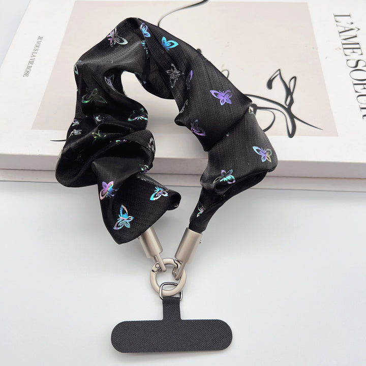 Butterfly Wrinkle Tulle Wrist Phone Strap with Tether Tabs – Colon-shaped Wristlet & Hand Lanyard