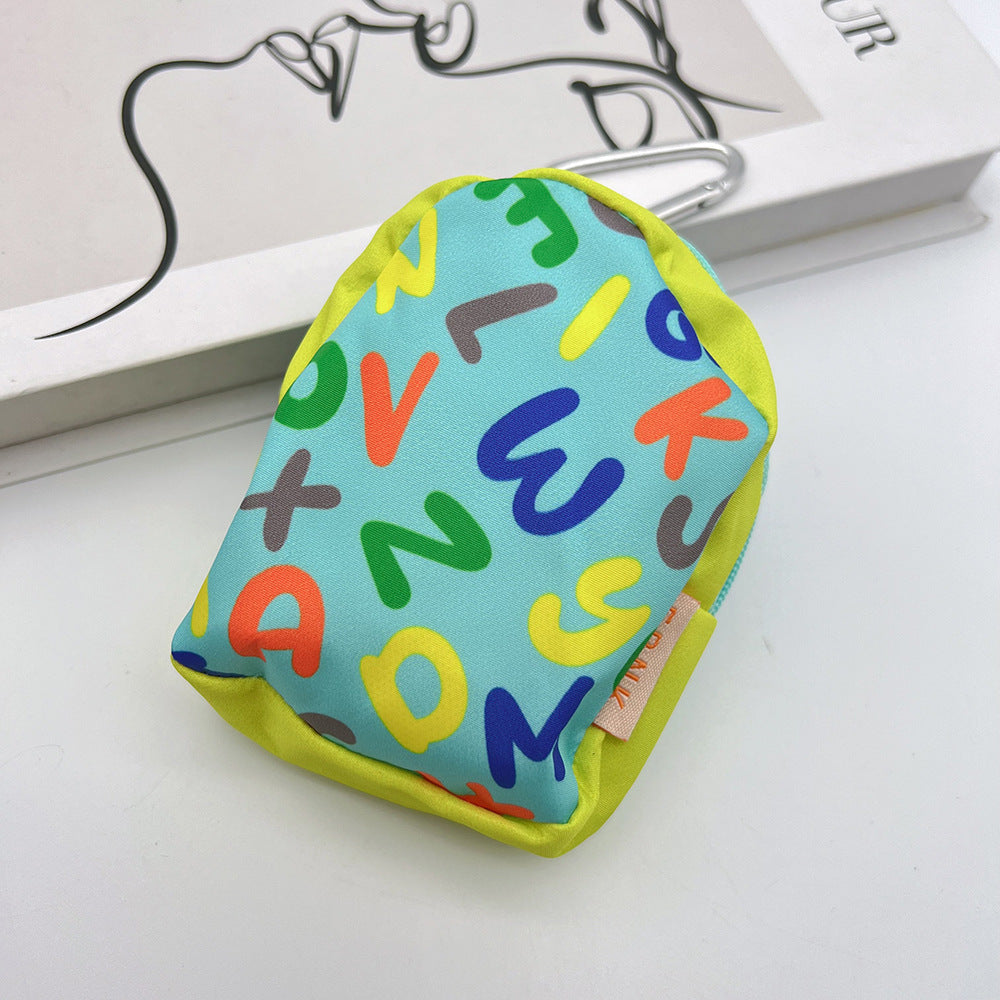 Cute Bear Mini Coin Purse Headphone Bag with Carabiner – Printed Mini Bag Phone Accessory