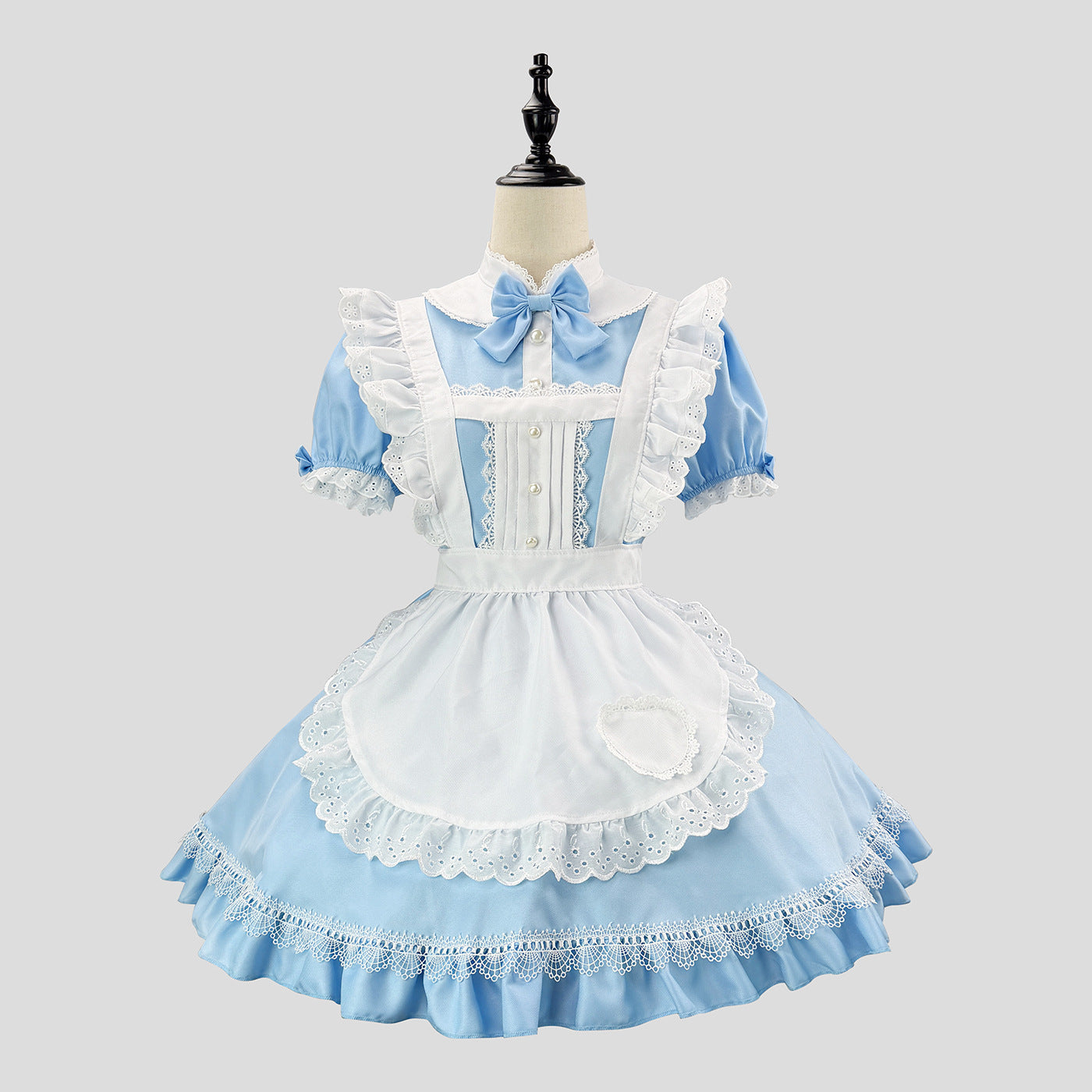 Blue White Alice Maid Outfit Lolita Streamer Cosplay Dress